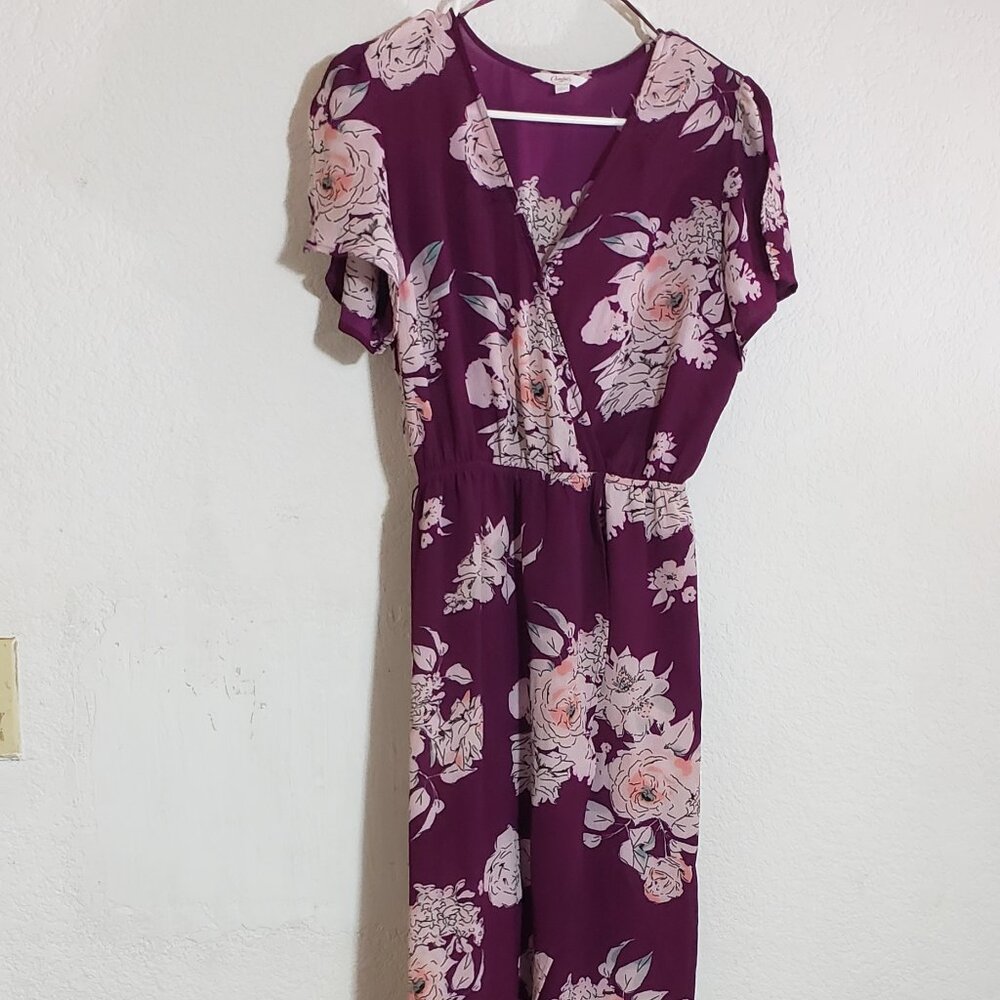 Candies Dress w/Shorts Romper JUNIORS Purple Floral Flutter Sleeves Medium Y2K